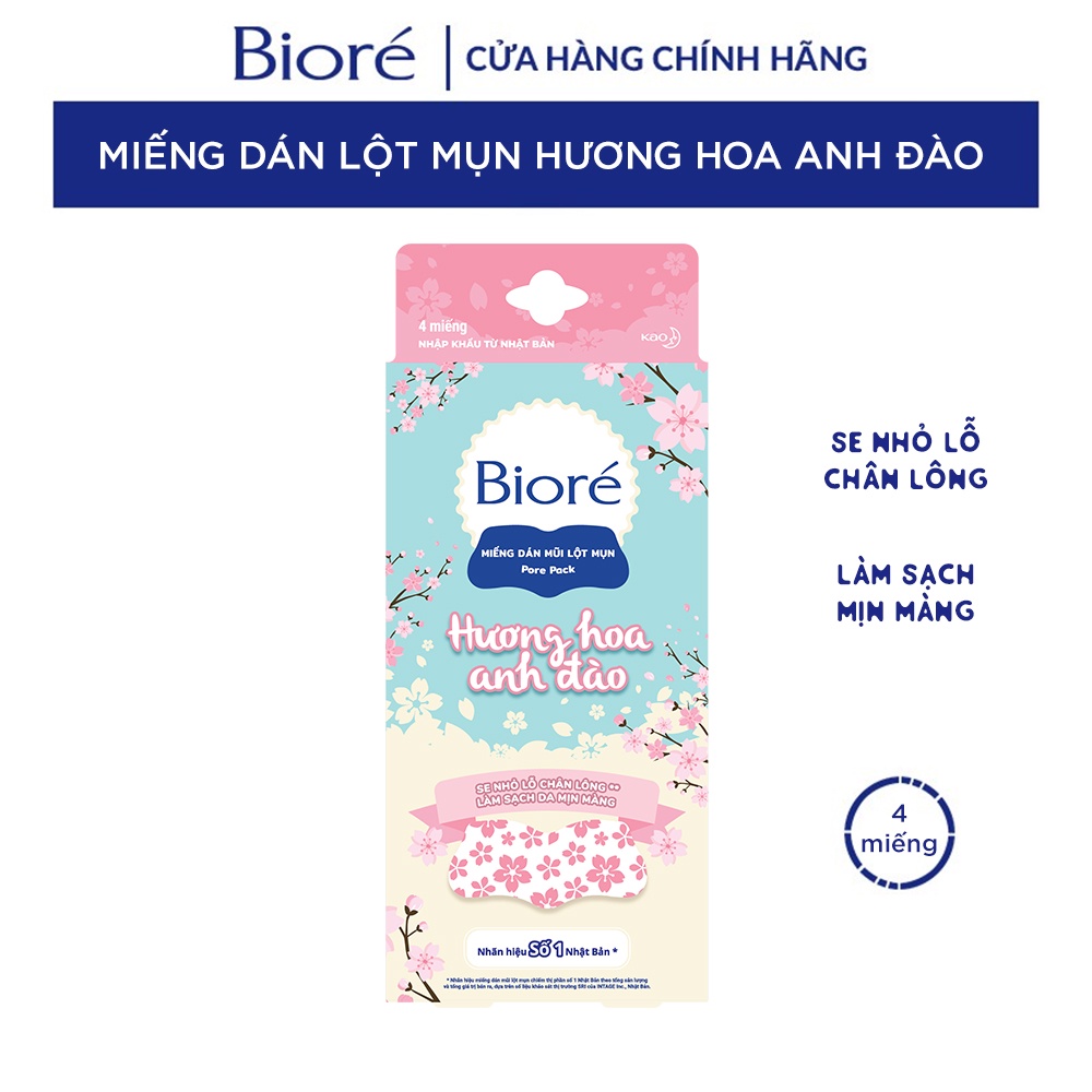 [Mã FMCGKAO52 giảm 8% đơn 250k] Quà tặng không bán – Bioré Miếng Dán Mũi Lột Mụn Hương Hoa Anh Đào 4 Miếng/ Hộp