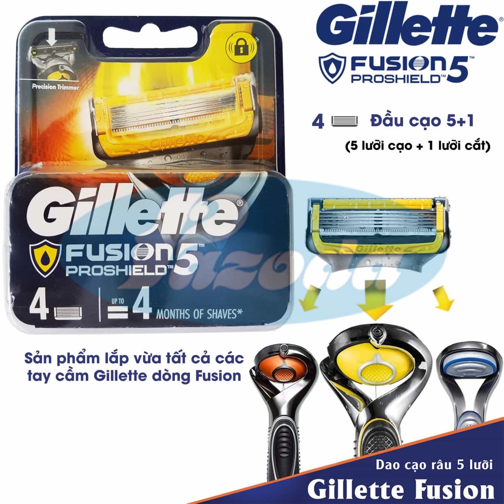 Hộp 4 lưỡi dao cạo râu Gillette Fusion Proshield (đầu cạo 5+1)