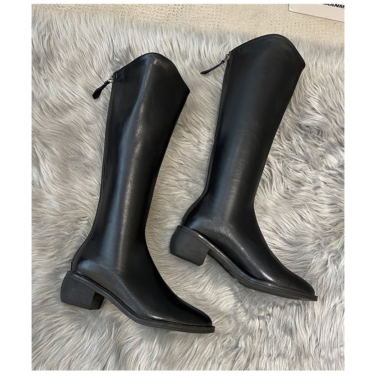 Bốt Đùi Nữ Khóa Sau Da Bóng , Mẫu Boot Mõm Nhọn Hàng Cao Cấp MSP:G66