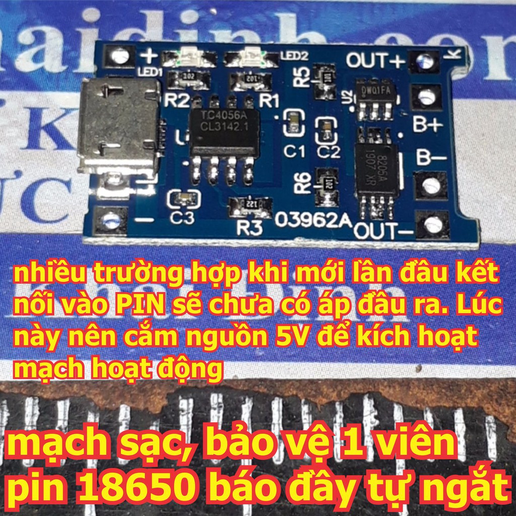 5 cái mạch sạc, bảo vệ 1 pin 3.7V 18650 báo đầy tự ngắt KDE3138