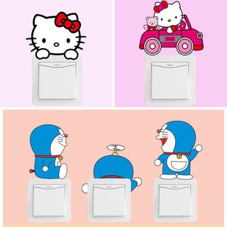 (HCM) Decal dán tường 20 hình dán công tắc Kitty và Doremon - MSP DKN027 - decalhcm