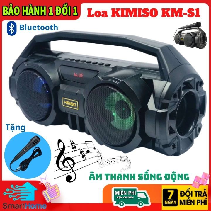 Loa Bluetooth Kimiso KM-S1 - Tặng Kèm Mic Hát Karaoke, Âm Thanh Cực Chất - Bảo Hành 1 Đổi 1