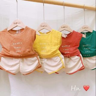 🛴Bộ đũi sát nách quần đùi màu sang chảnh cho bé đón hè mát mẻ - Size cho bé 7-23kg