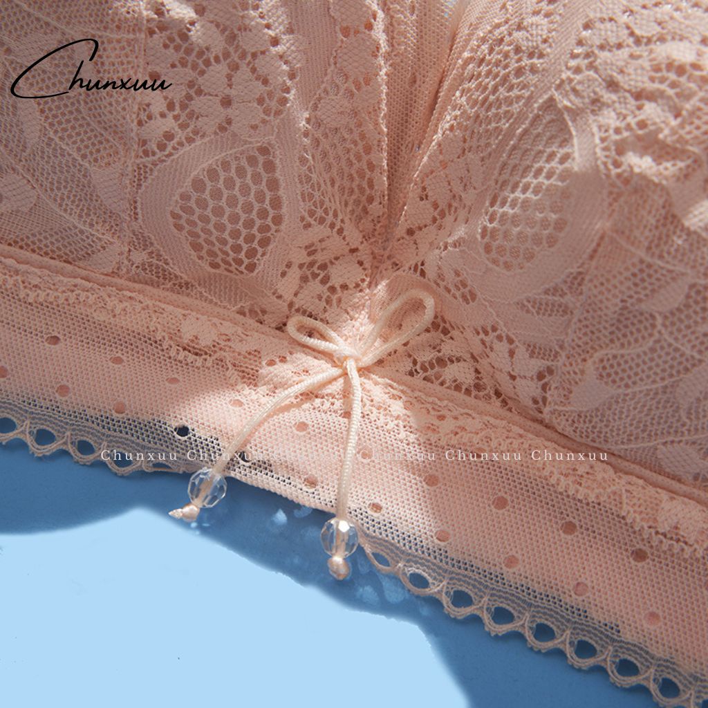 Áo lót ren nữ đính nơ điệu đà CHUNXUU, thiết kế không gọng đệm dày vừa nâng đẩy ngực - AV38