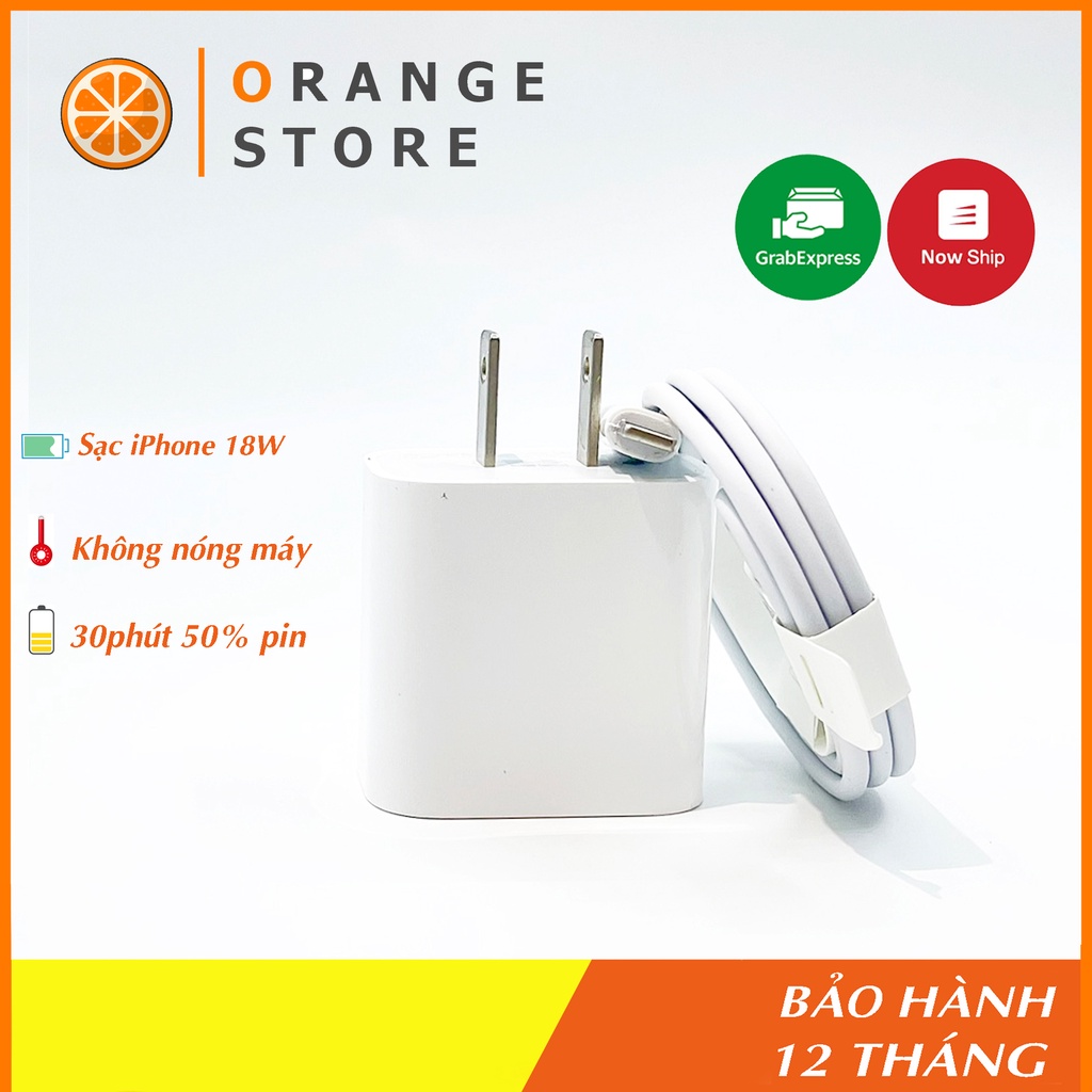 Sạc nhanh 18W (Củ sạc 18W + dây sạc Type-C to IP) tương thích ip7/8/x/xs/11/12