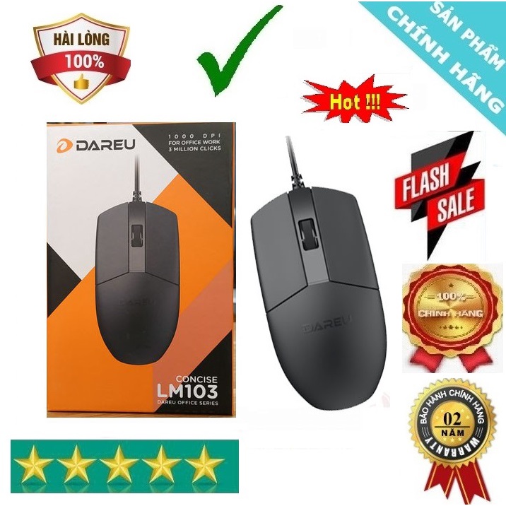Chuột chơi game Dareu LM103 Black (USB / Đen)