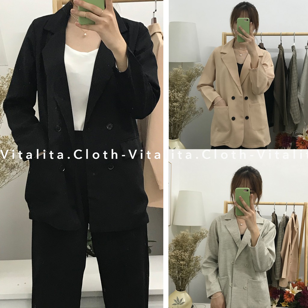 Áo vest nữ Blazer phong cách Hàn Quốc [Ảnh Video thật] - Kiểu áo Vest nữ khoác ngoài cực xinh