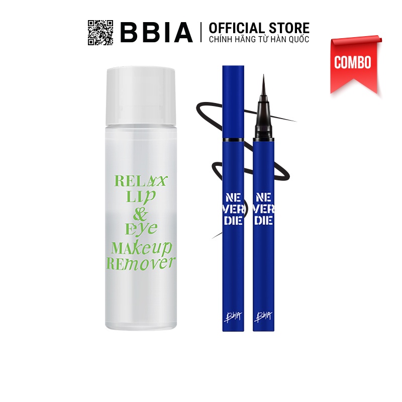 Combo Gồm 1 Kẻ Mắt Bbia Never Die Eyeliner 0.4g và 1 Dầu Tẩy Trang Bbia Relax Lip&Eye Makeup Remover 100ml