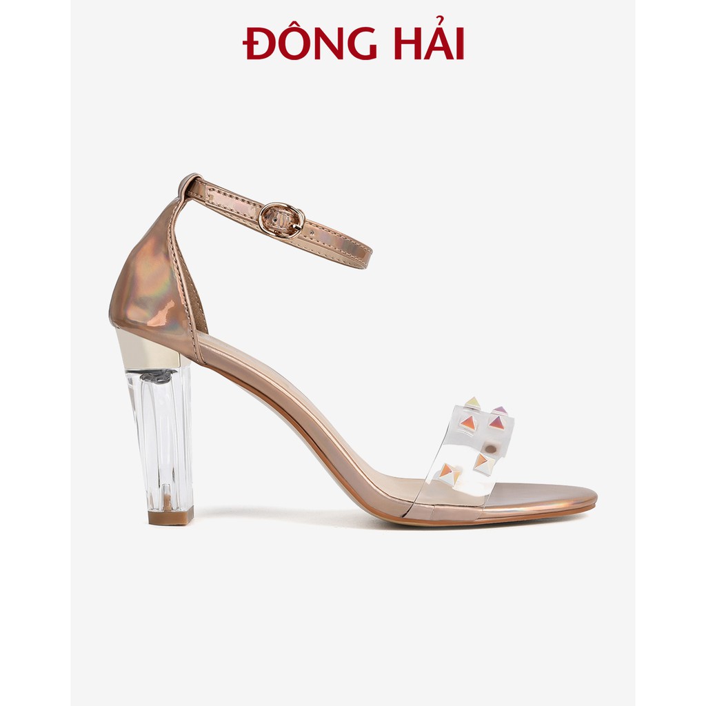 Sandal cao gót Zucia quai trong đính phụ kiện thanh lịch gót trụ trong suốt 9cm - SHL44