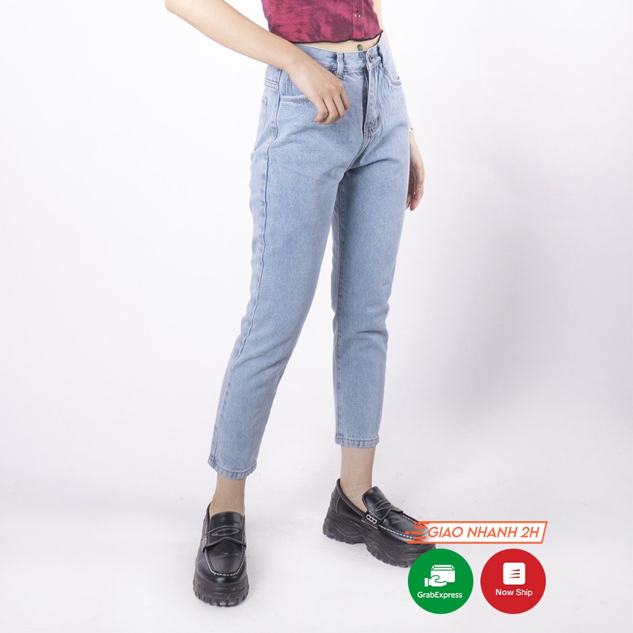 Quần jean nữ Ulzzang GENZ mẫu lưng cao baggy trơn thời trang ZWJ027