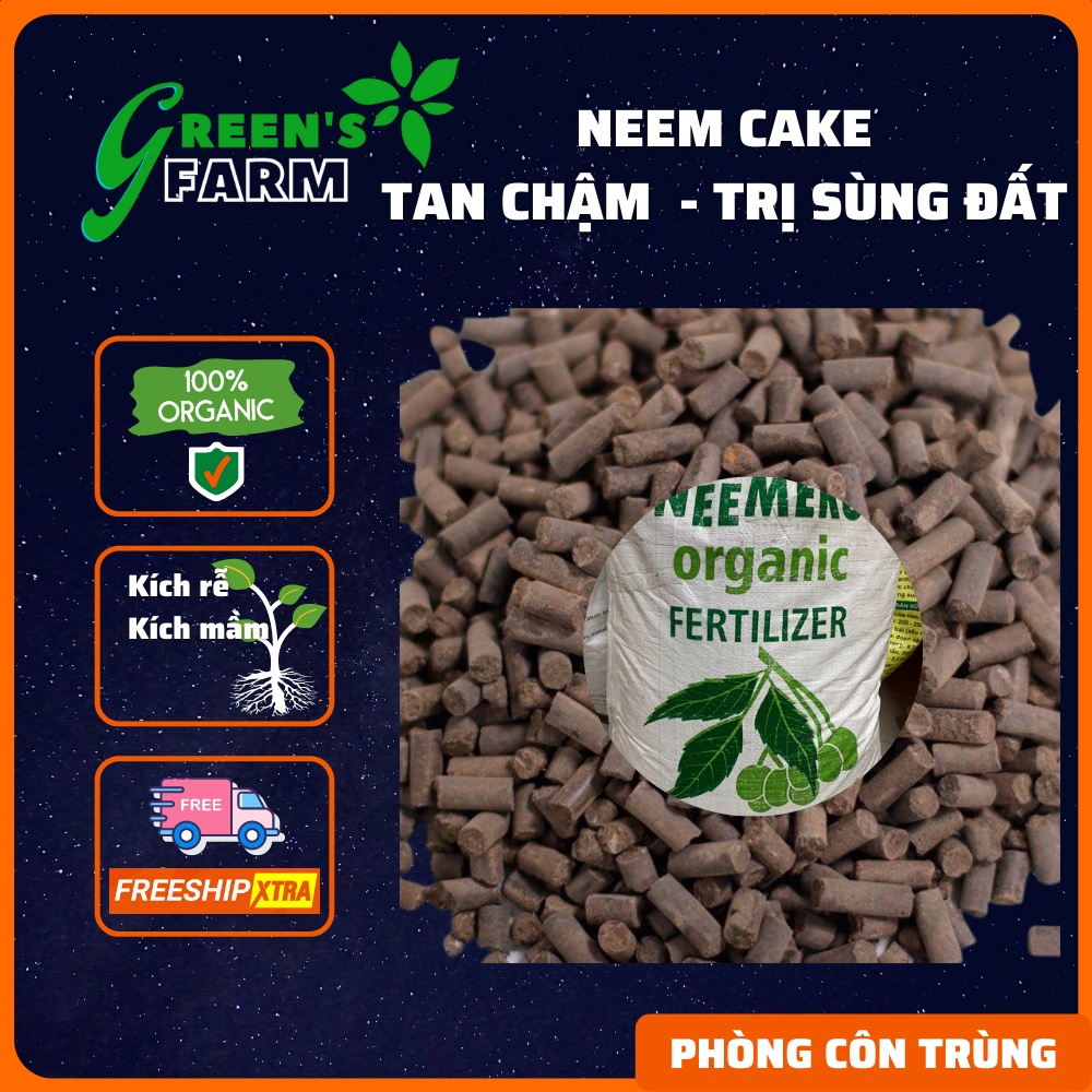 Neem Cake phân bón hữu cơ tan chậm diệt trừ sùng đất cuốn chiếu thối rễ cho hoa Hồng MS149 Green Farm