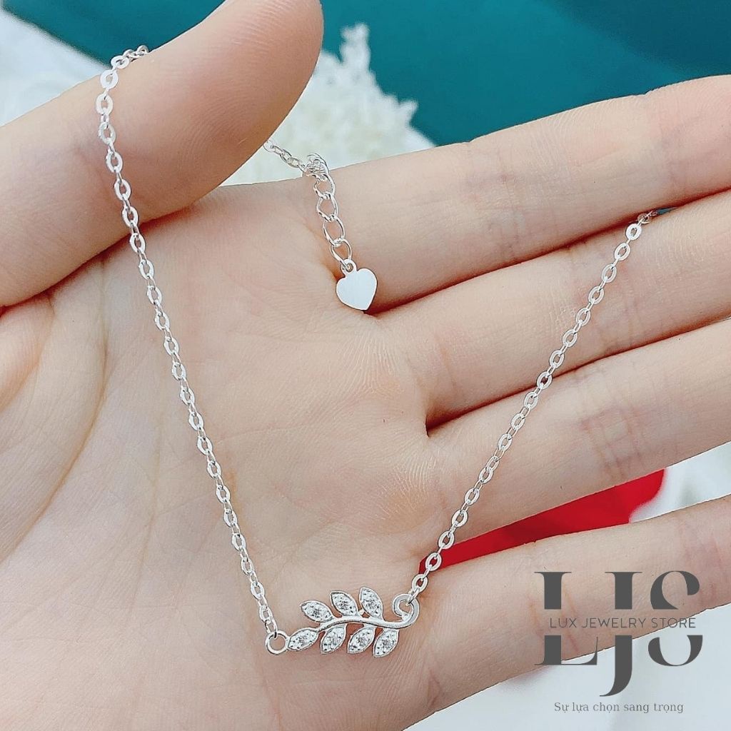 Lắc chân nữ bạc 925 Lux Jewelry, lắc chân bạc nữ hình bông lúa đính đá - LUX820