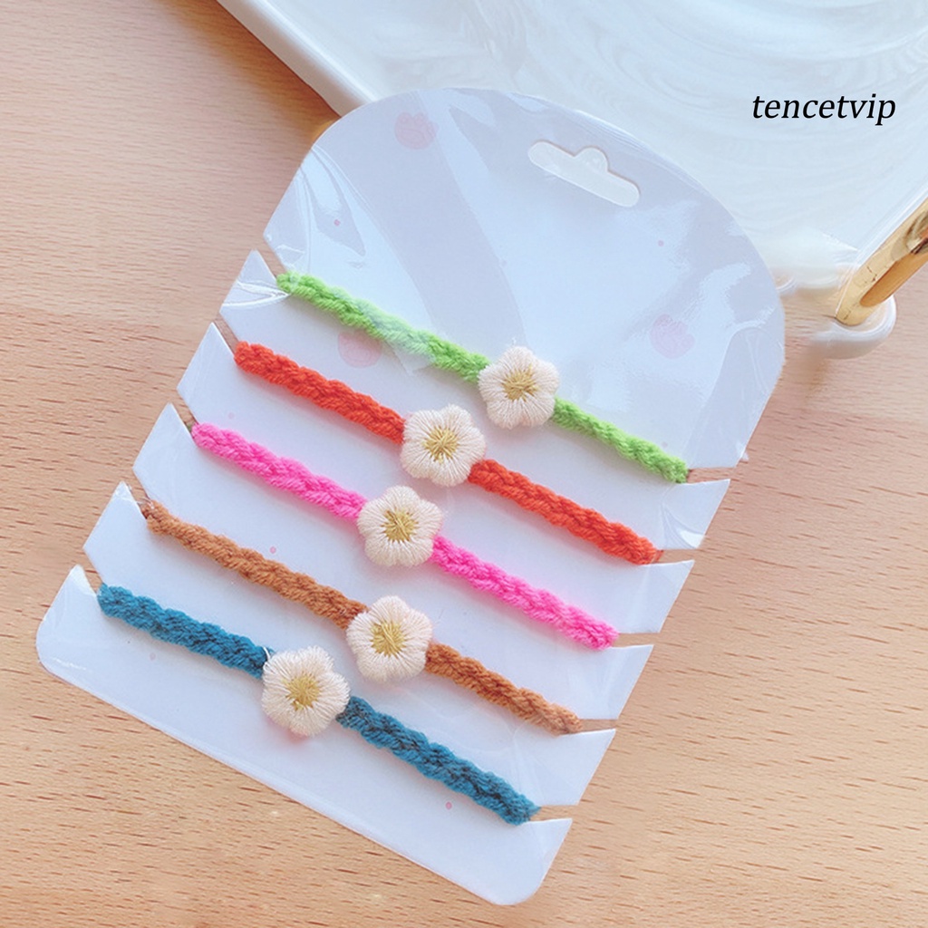 Set 5 vòng cổ dệt tay họa tiết hoa có thể điều chỉnh cho thú cưng