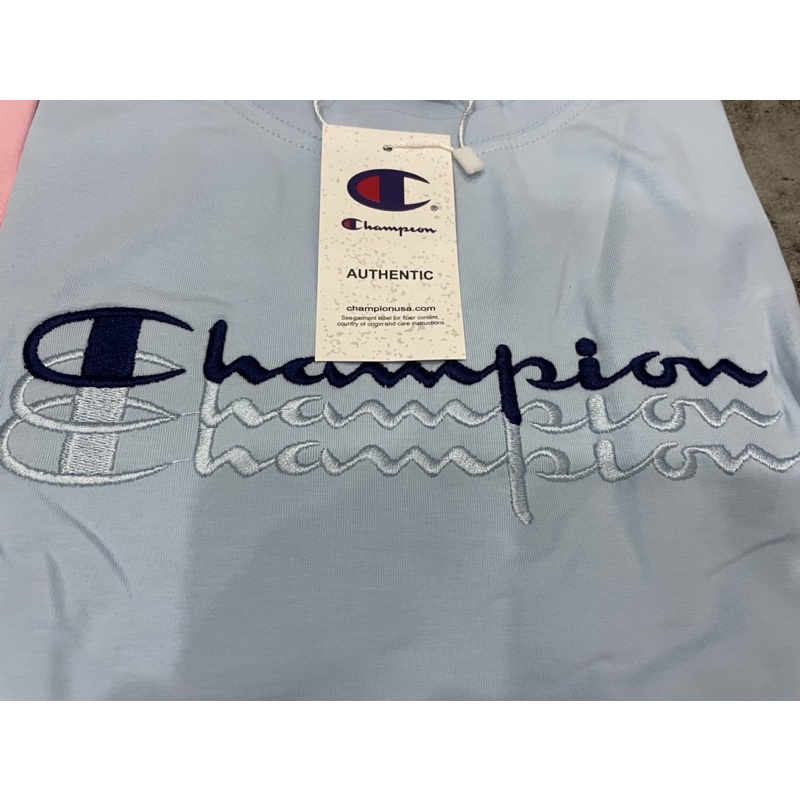 Áo Thun Cham.Pi.On Unisex Chất Cotton 100% Thêu 3 Hàng Chữ Đen/Trắng/Hồng/Xanh