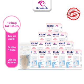  10 Hộp Túi Trữ Sữa Kichilachi 2 Khóa Zipper 250ml An Toàn Cho Bé