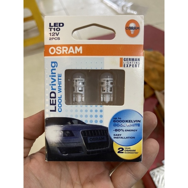 Đèn led T10 Osram W5W 12V - 5W. Nhiệt màu 6000K Bảo hành 5 năm