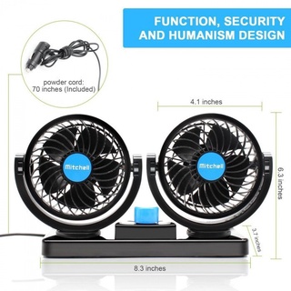 Quạt mini đôi ô tô mitchell 12v - công suất 15w cưc mạnh