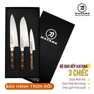 Bộ dao bếp Essential �Series 3 món Dao thái thịt cá /Dao đa năng/Dao gọt hoa quả Thép Nhật Bản - KATA200