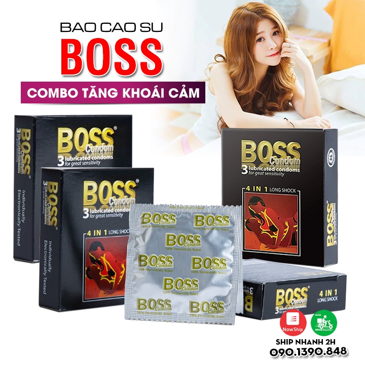 4 Hộp Bao Cao Su Boss (Hộp 3 Cái) – Với Thiết Kế Gân, Gai Kích Thích Điểm G & Kéo Dài Cuộc Yêu Hiệu Quả