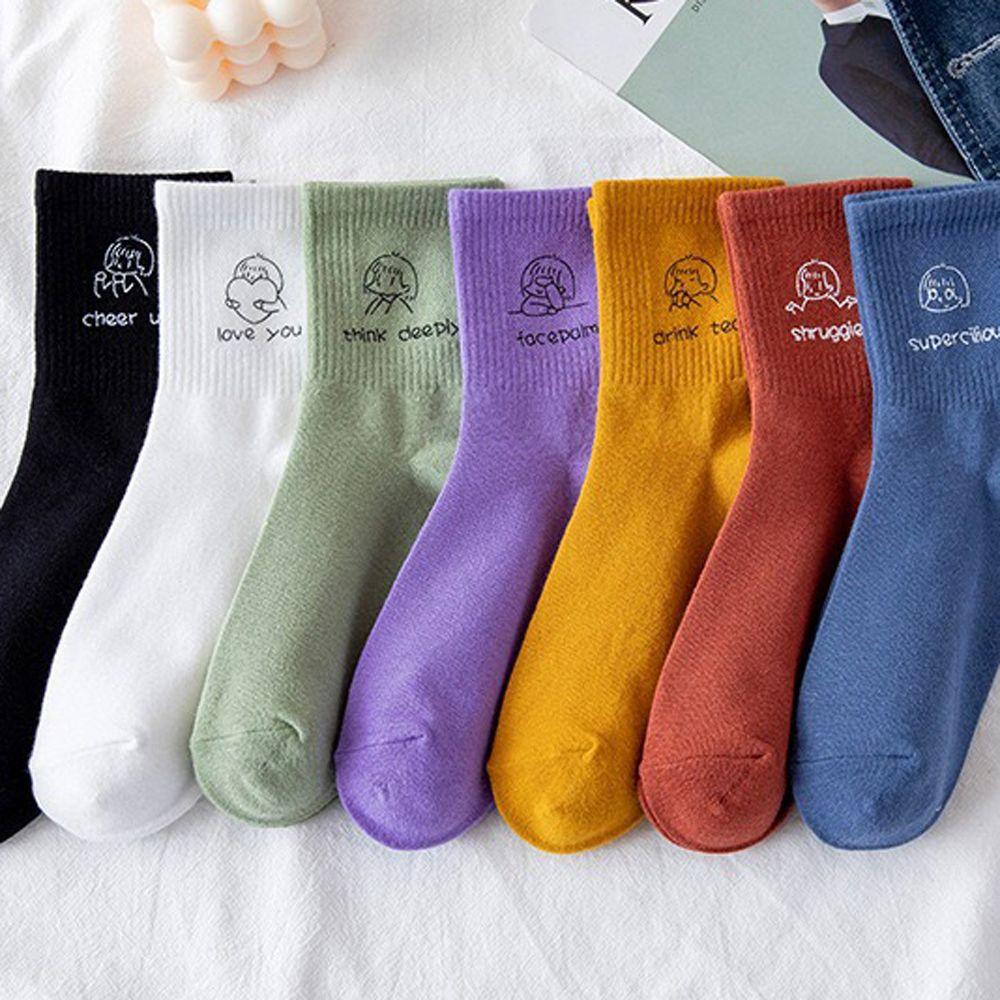 Vớ Cotton Màu Trơn Đơn Giản Dễ Thương Dành Cho Nữ