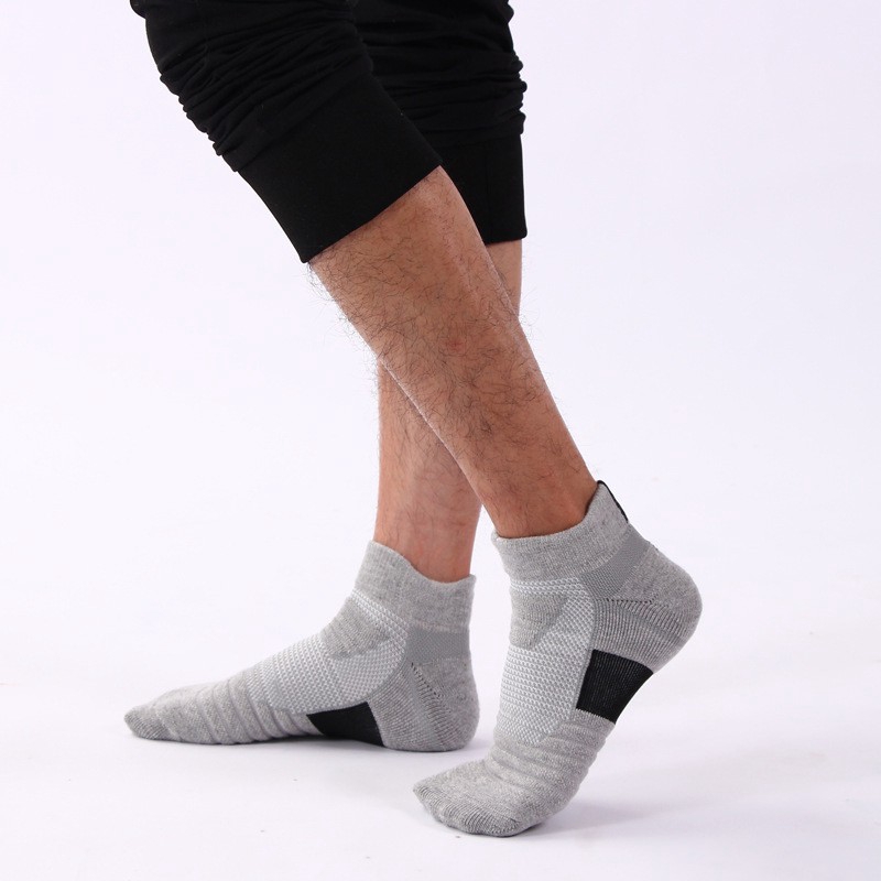 3 Pairs/Towel Bottom Boat Socks Sports Socks Sweat-absorbent Non-slip Running Socks Basketball Socks