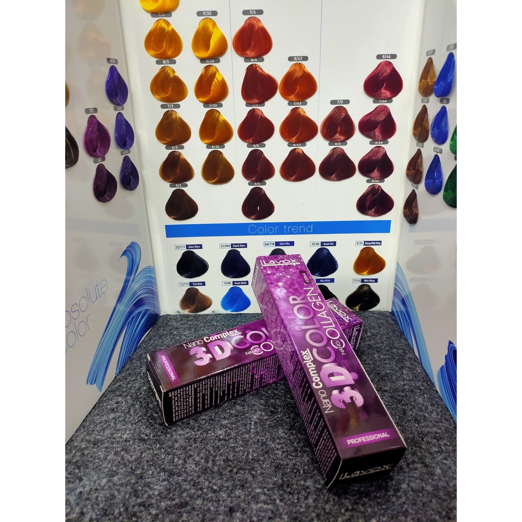 Màu nhuộm tóc Lavox thời trang trà sữa, xanh chì, xám rêu, vàng mật ong, xanh biển, hồng san hô