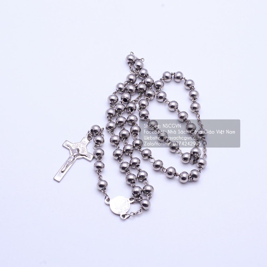 Vòng Mân Côi - Chuỗi Tràng hạt 50 inox tròn 6ly NS96 Quà tặng Công Giáo, GIÁNG SINH, Lễ quan thầy, sinh nhật