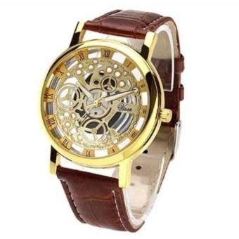 Đồng hồ nam Viser dây da chạm rỗng 2 mặt