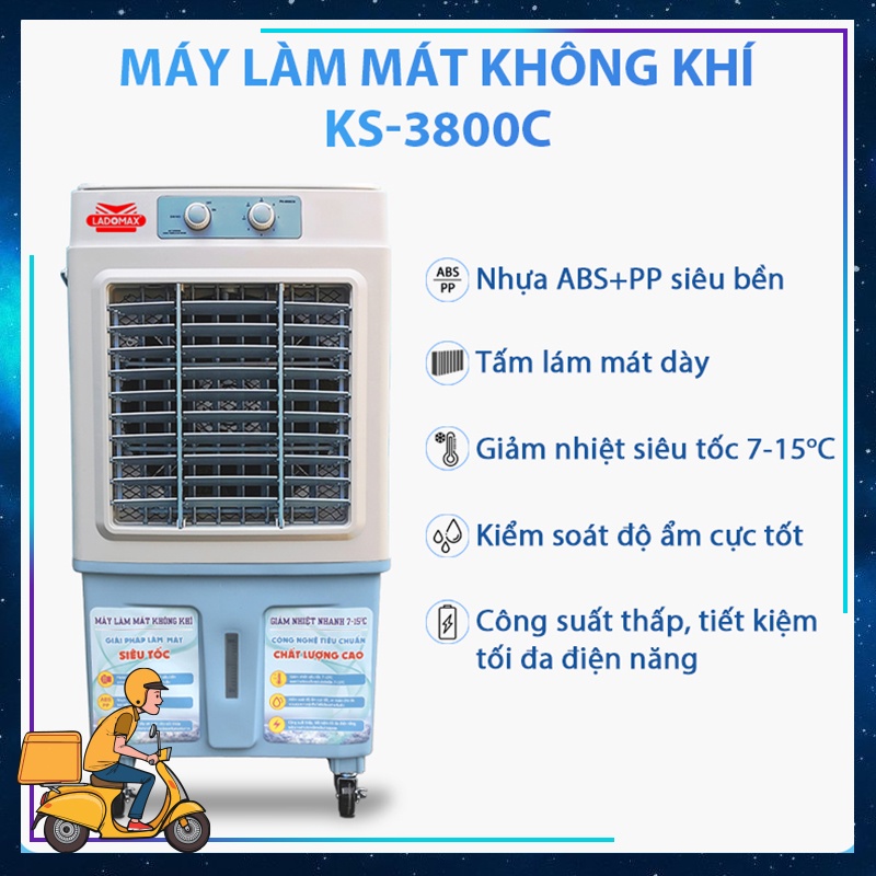QUẠT HƠI NƯỚC(MÁY LÀM MÁT KHÔNG KHÍ) KS-3800C + KS-4800R + KS-5000Cquạt hơi nước -quạt điều hòa -làm lạnh-35 Lít