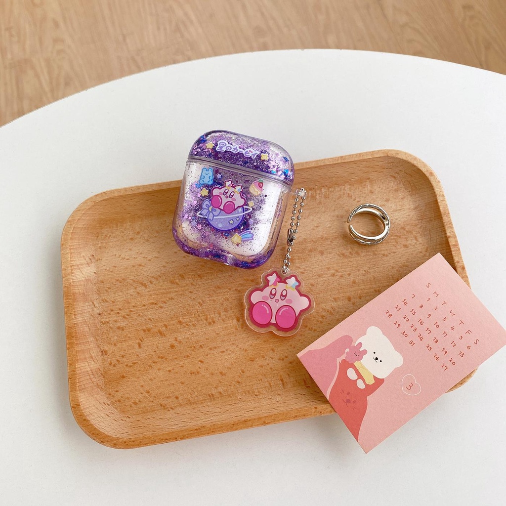 Vỏ Bảo Vệ Hộp Đựng Tai Nghe AirPods 1/2/3/Pro 2021 inPods i12 Bằng Tpu Trong Suốt Có Cát Chảy Và Móc Treo Sáng Tạo