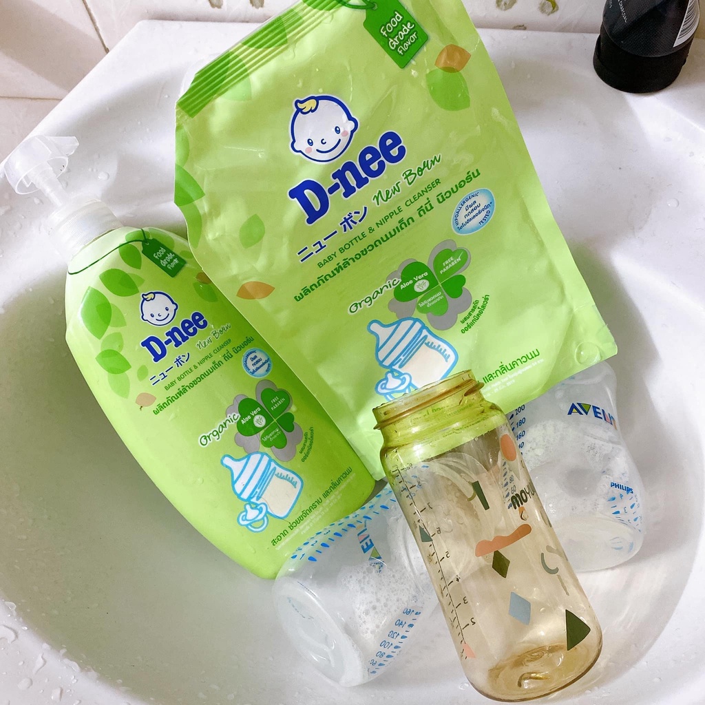 (Nội địa Thái) Nước rửa bình sữa Dnee Organic chai 620ml KHÔNG TEM