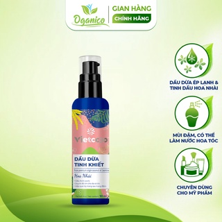 Dầu dừa tinh khiết Vietcoco ép lạnh hương hoa nhài 90ml dưỡng tóc, dưỡng da, tẩy trang