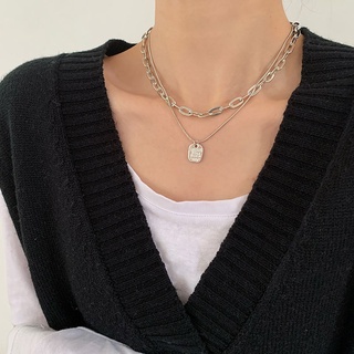 Vòng cổ nhiều lớp mặt chữ phong cách retro Hàn Quốc kiểu mới