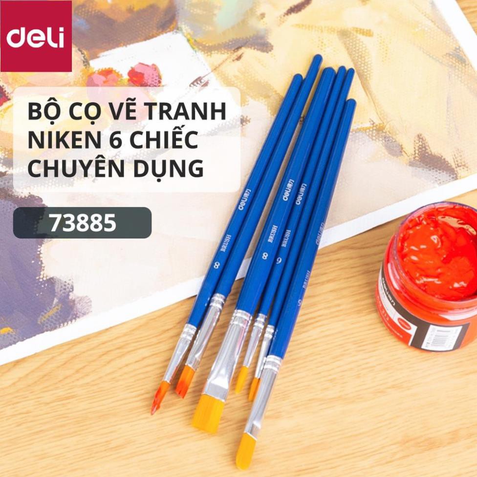 Bộ cọ vẽ chuyên nghiệp Deli - dùng cho màu nước/bột/sơn acrylic -Set 4/6 cây- 73885/73866/73867 [Deli]