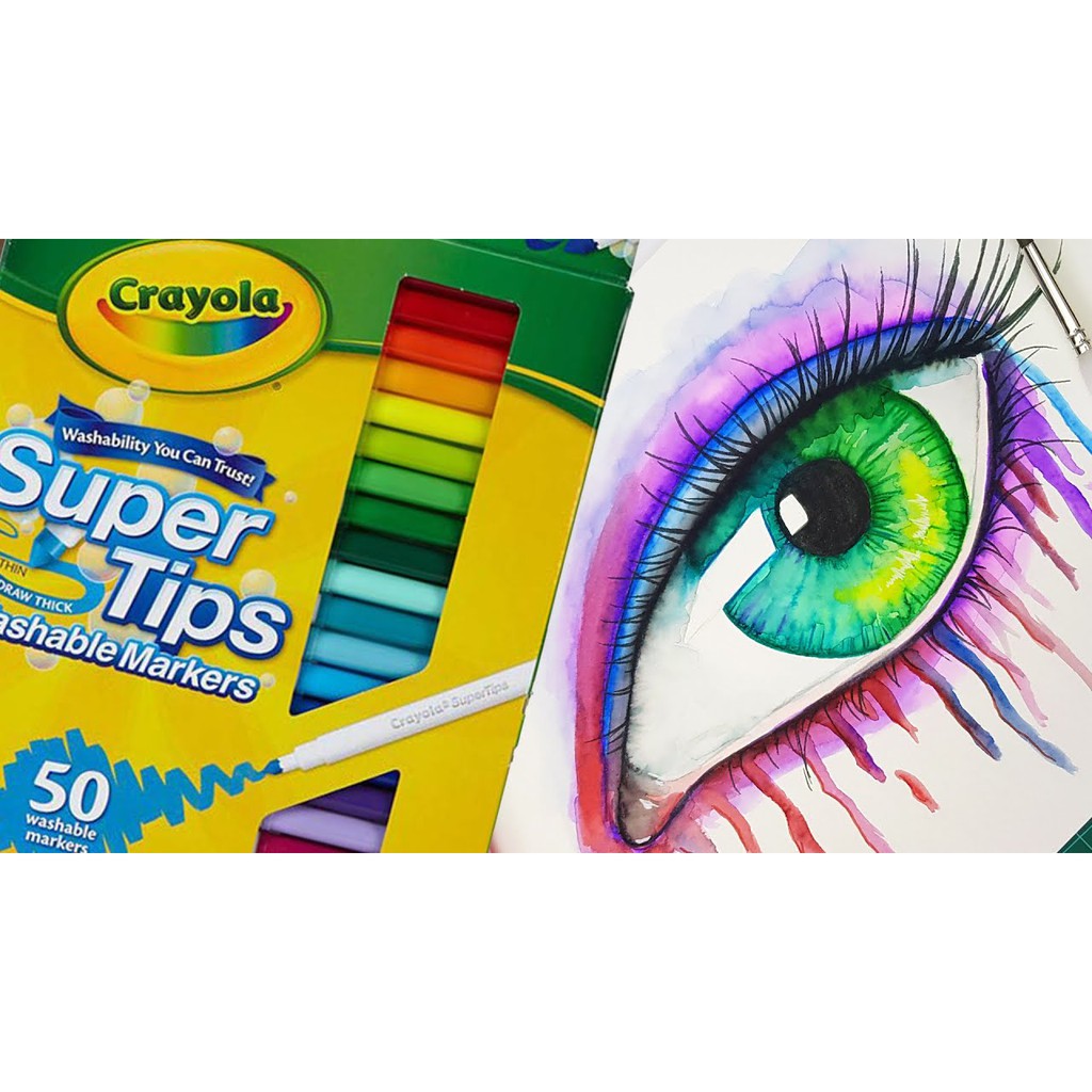 Bộ 100 màu bút lông Crayola Super Tips dễ dàng tẩy xóa bằng nước dành cho trẻ