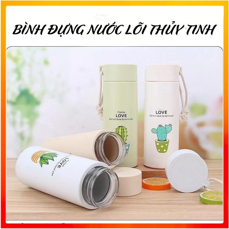 BÌNH NƯỚC THỦY TINH CHỊU NHIỆT 450MML DỄ THƯƠNG ĐÁNG YÊU