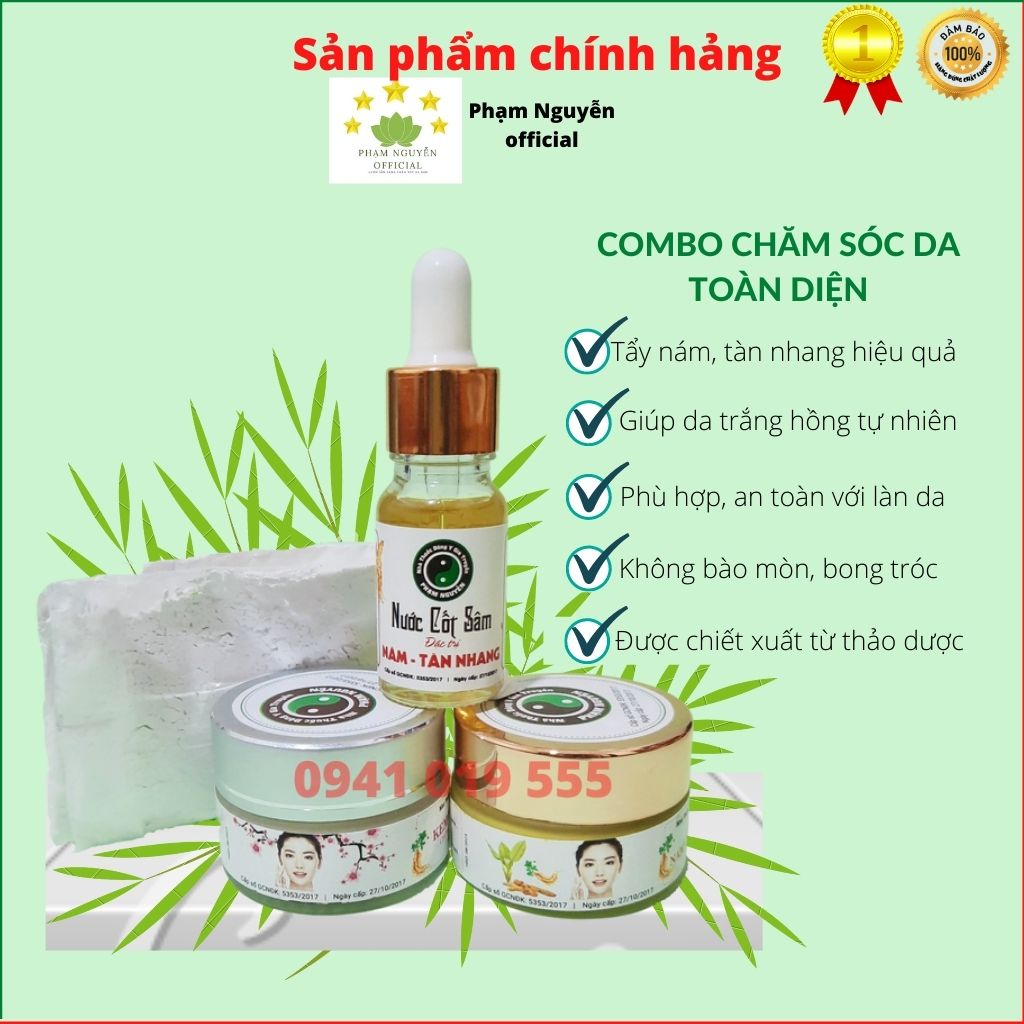 #Combo kem tẩy nám, xóa nám, đánh bay nám tàn nhang, đồi mồi, giảm nhăn và kem dưỡng trắng đông y gia truyền Phạm Nguyễn