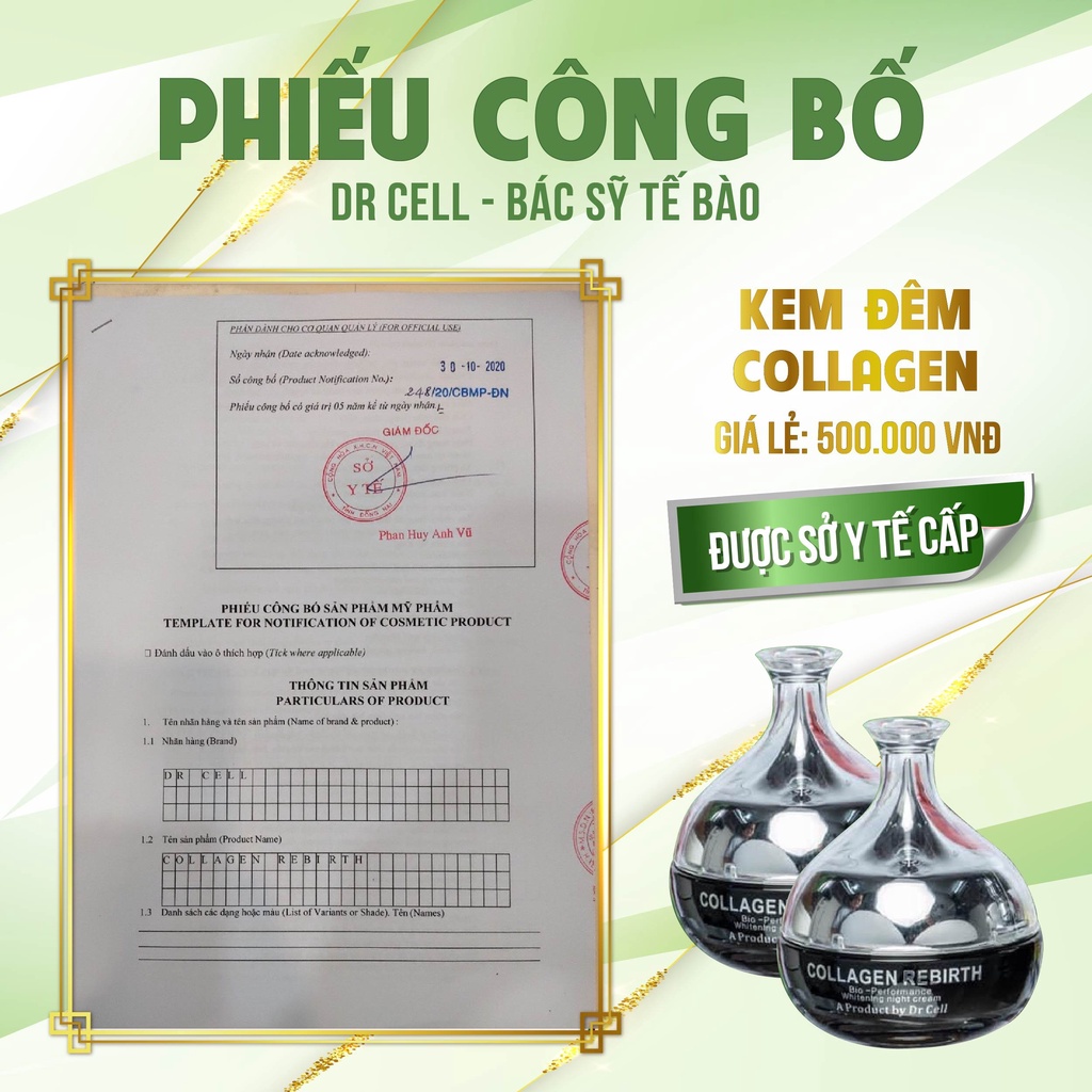 Kem Dưỡng Da Đêm Collagen Rebirth Sáng Da Ngăn Ngừa Lão Hoá Dr Cell 30g - CL03