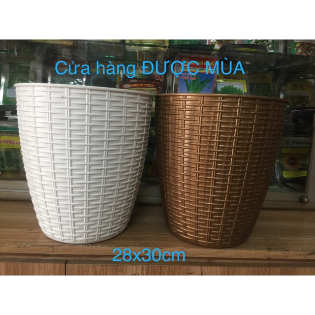 Chậu trồng cây kiểu đan mây- 26x30cm