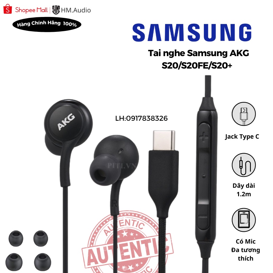 Tai nghe AKG Samsung Galaxy S20 S21, S20 S21FE (Jack Type C) - Hàng Chính Hãng