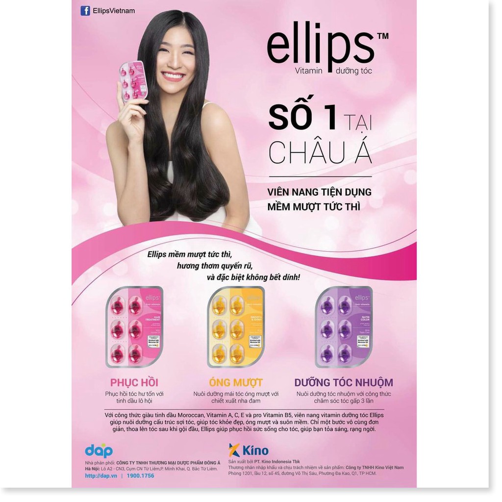 Viên Dưỡng Phục Hồi Tóc Hư Tổn Ellips 1ml*6 viên CAM KẾT HIỆU QUẢ, ĐẢM BẢO CHẤT LƯỢNG