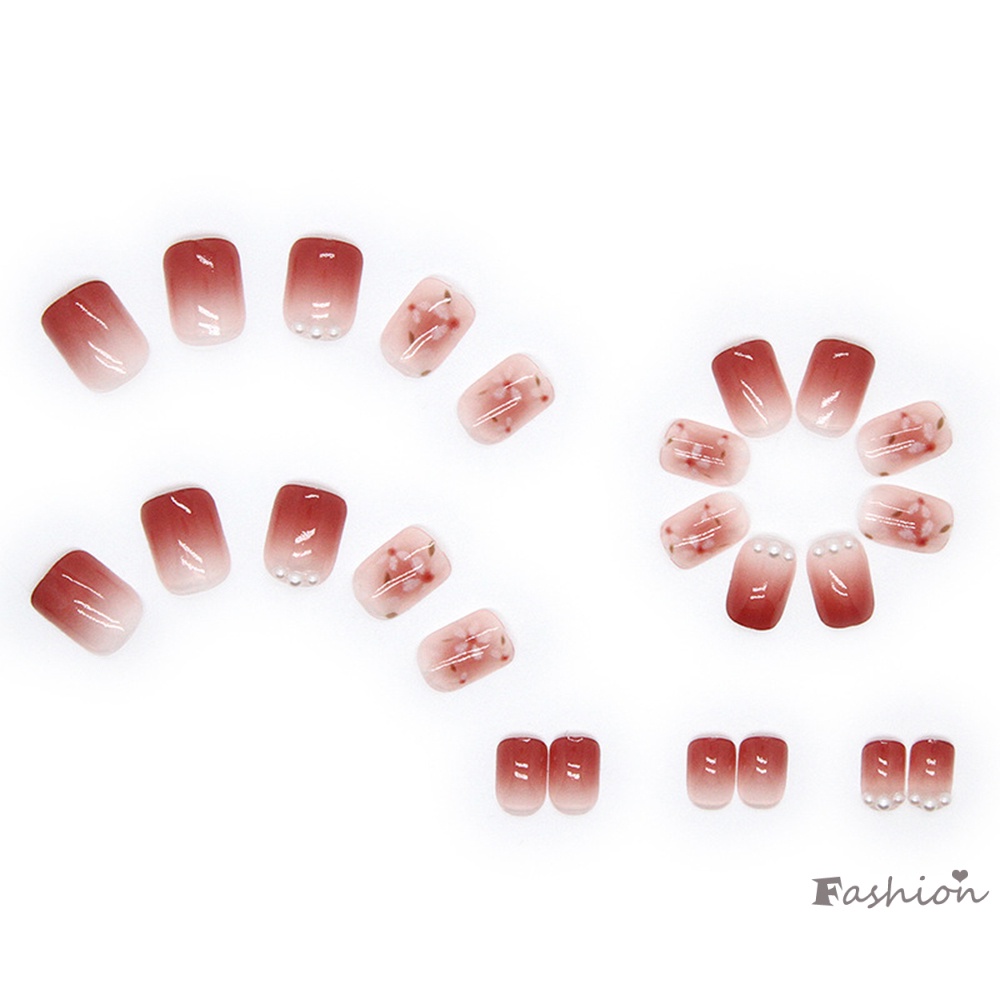 Set 24 Móng Tay Giả Màu Hồng Gradient Thanh Lịch Có Thể Tháo Rời