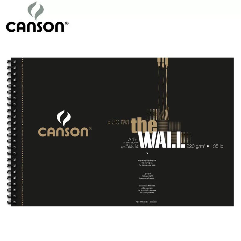 Giấy marker canson the wall made in france 220 gsm 30 tờ khổ giấy A4 plus gáy lò xo kèm nét đứt micro