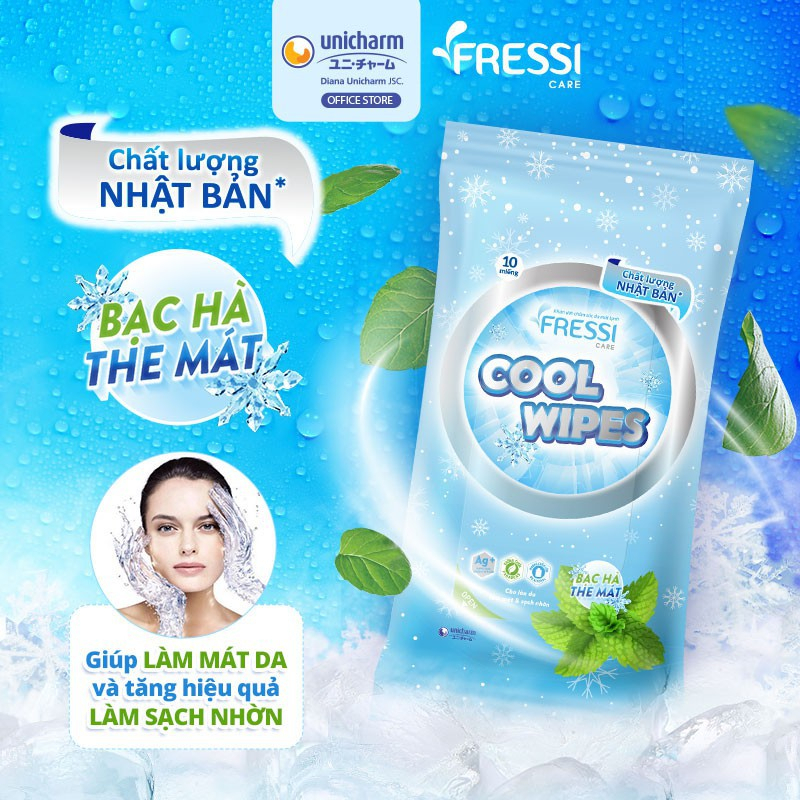 Khăn ướt chăm sóc da Fressi Care Cool Wipes gói 20 miếng/gói
