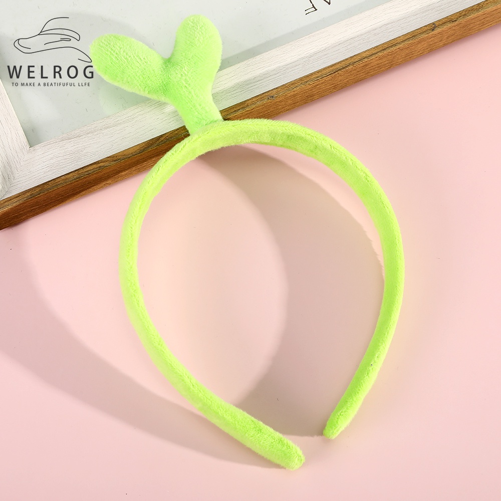 Băng đô hình mầm đậu phủ lông màu xanh lá dễ thương cho bé gái