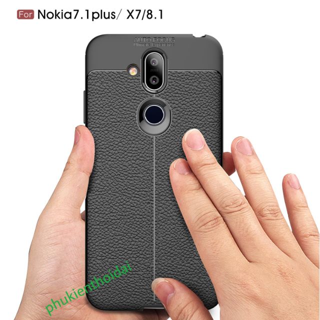 Ốp lưng Nokia 8.1/Nokia x7 chống sốc vân da Hiệu Auto Focus cao cấp siêu bền bảo vệ camera