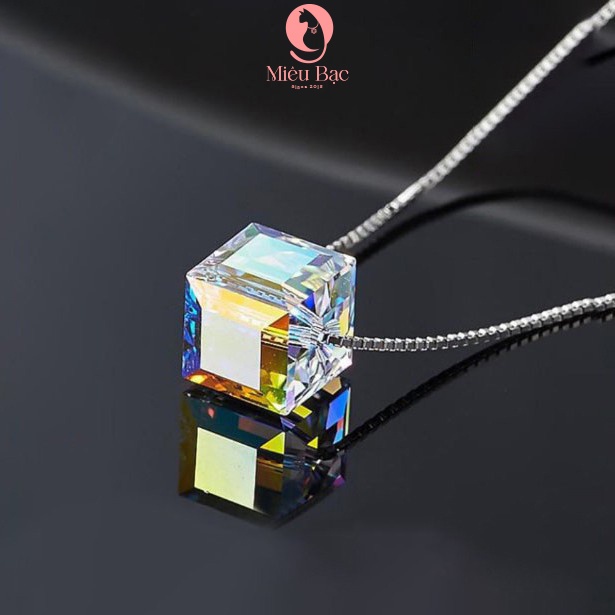 Dây chuyền bạc nữ MIÊU BẠC pha lê lập phương vòng cổ đẹp chất liệu bạc s925 phụ kiện dây chuyền nữ D400126
