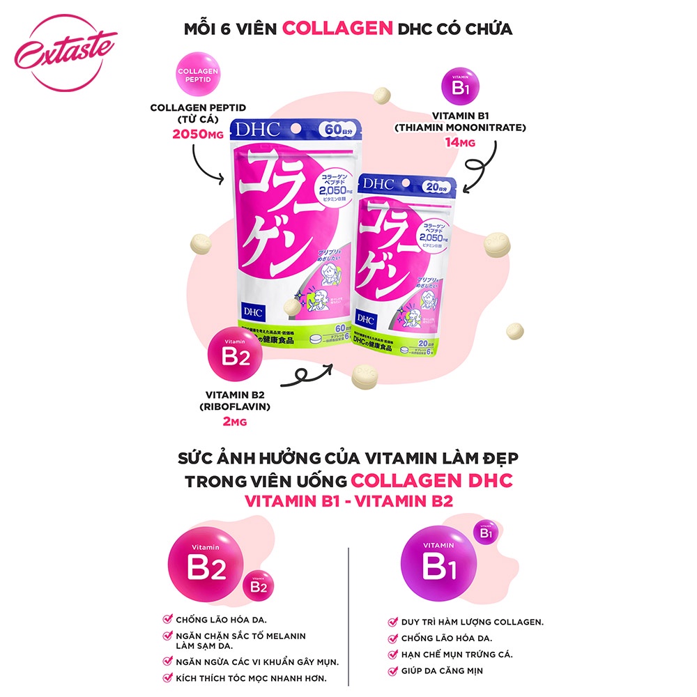 Viên uống đẹp da dhc Collagen chống lão hóa 30/90 ngày chống lão hóa, trẻ hóa da Extaste