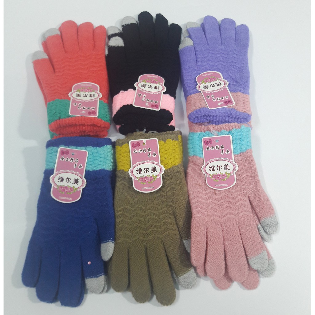 COMBO 2 ĐÔI GĂNG TAY LEN NỮ CẢM ỨNG DẦY ĐẸP (nhiều màu)