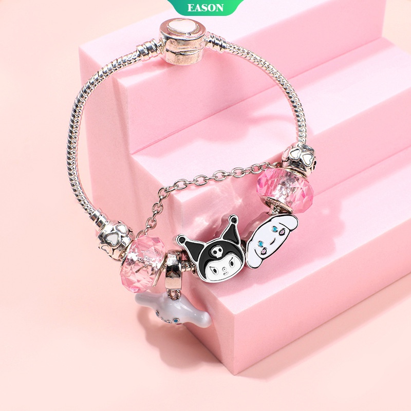 Vòng Tay Chuỗi Hạt Pha Lê Mặt Hình Kuromi Hoạt Hình Dễ Thương Tinh Tế Cho Nữ